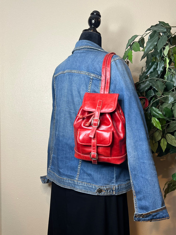 Trailblazer Leather Mini Backpack - Red