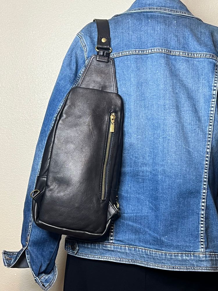 Slingster Leather Crossbody Bag - Camo/Black