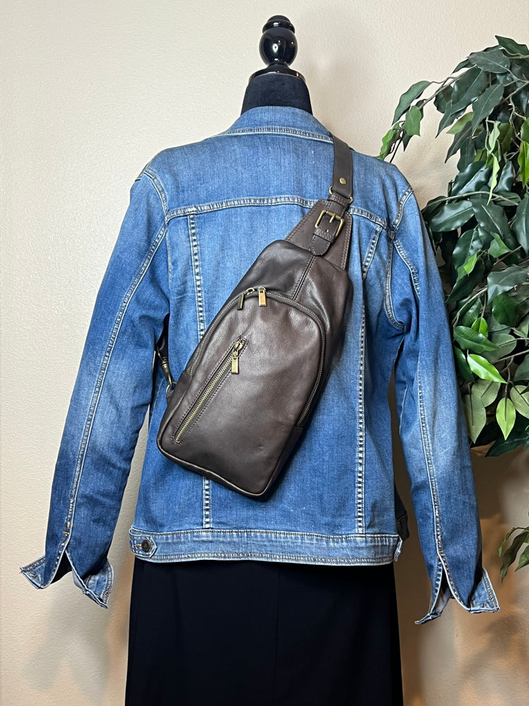 Slingster II Leather Crossbody Bag - Dark Brown