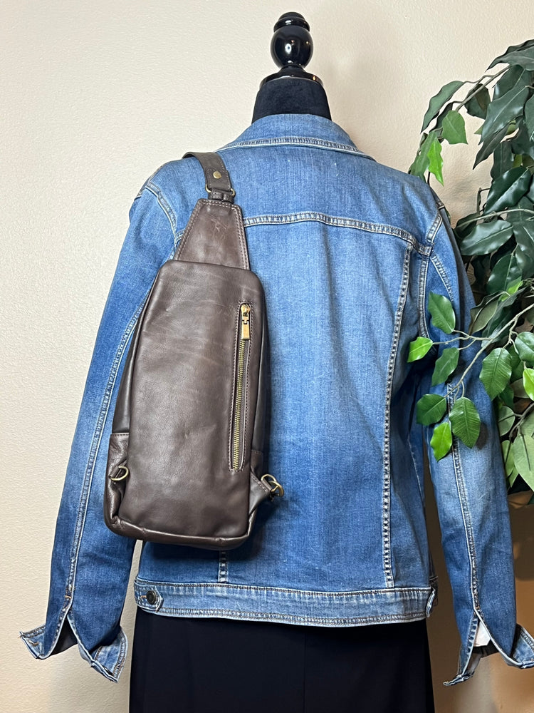 Slingster II Leather Crossbody Bag - Dark Brown