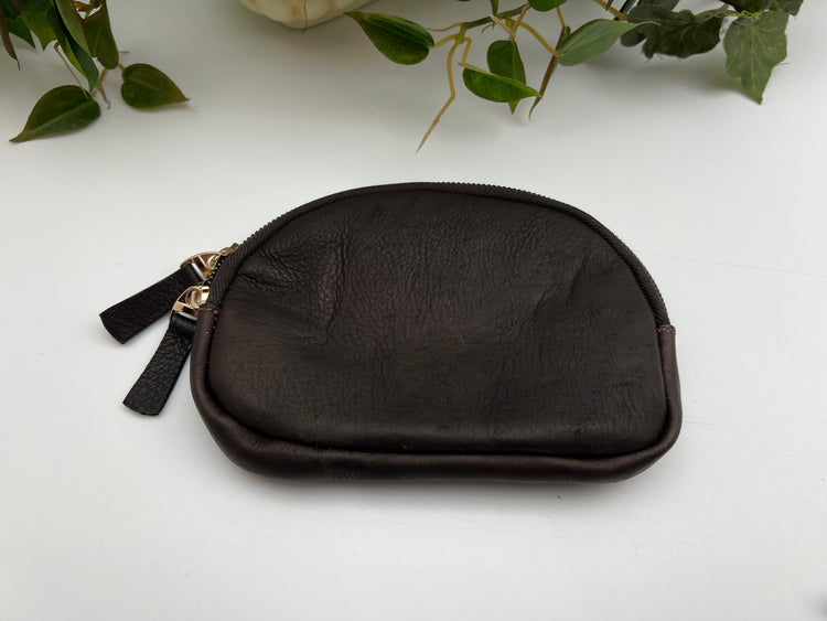 Just the Essentials Leather Coin Purse - Dark Brown