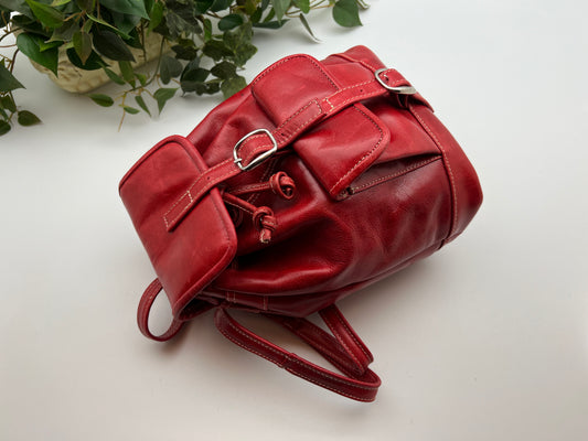 Trailblazer Leather Mini Backpack - Red