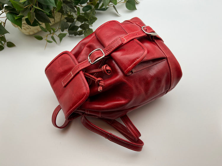 Trailblazer Leather Mini Backpack - Red