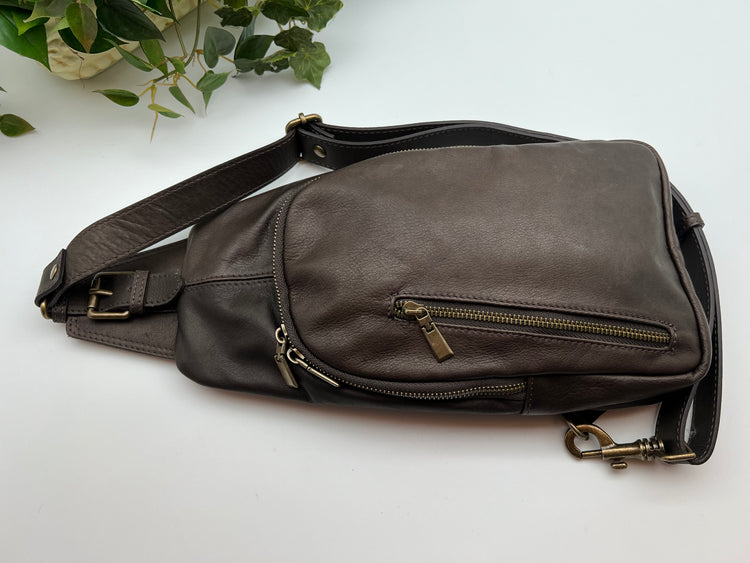 Slingster II Leather Crossbody Bag - Dark Brown