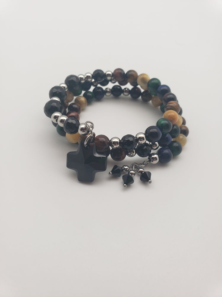 Mojo Glow Rosary Bracelet - Steel/Neutral/Black