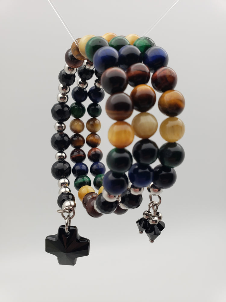 Mojo Glow Rosary Bracelet - Steel/Neutral/Black