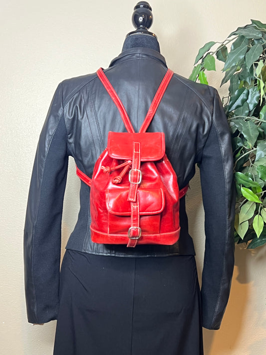 Trailblazer Leather Mini Backpack - Red
