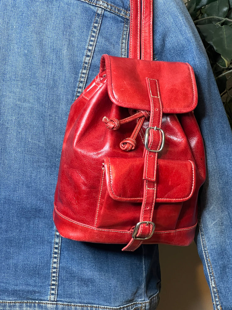 Trailblazer Leather Mini Backpack - Red