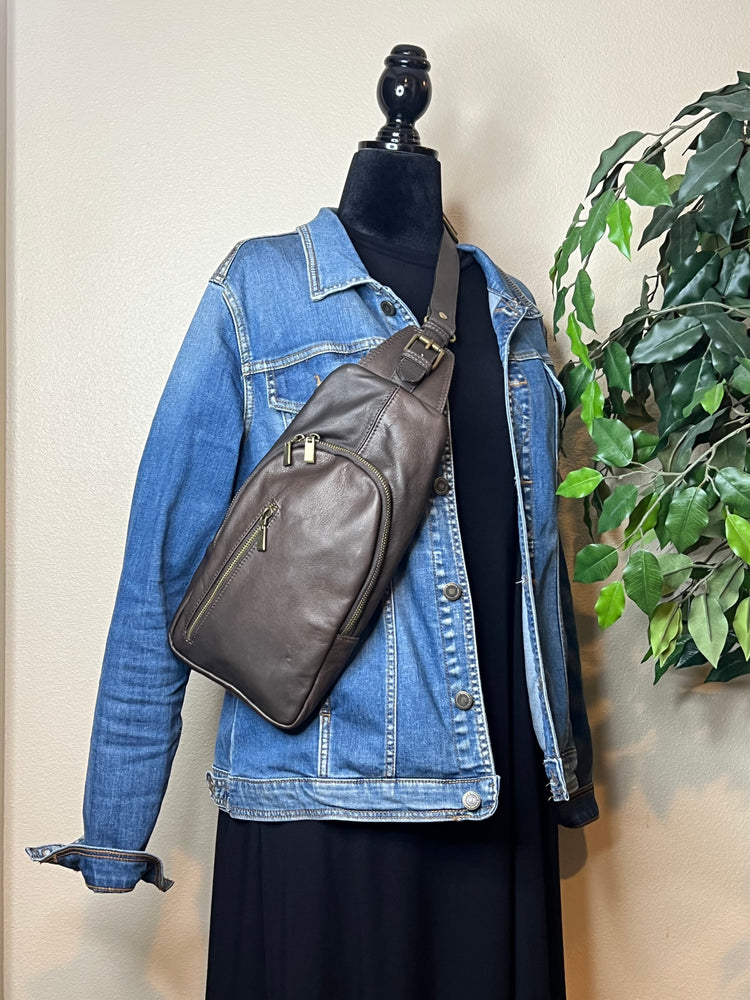 Slingster II Leather Crossbody Bag - Dark Brown