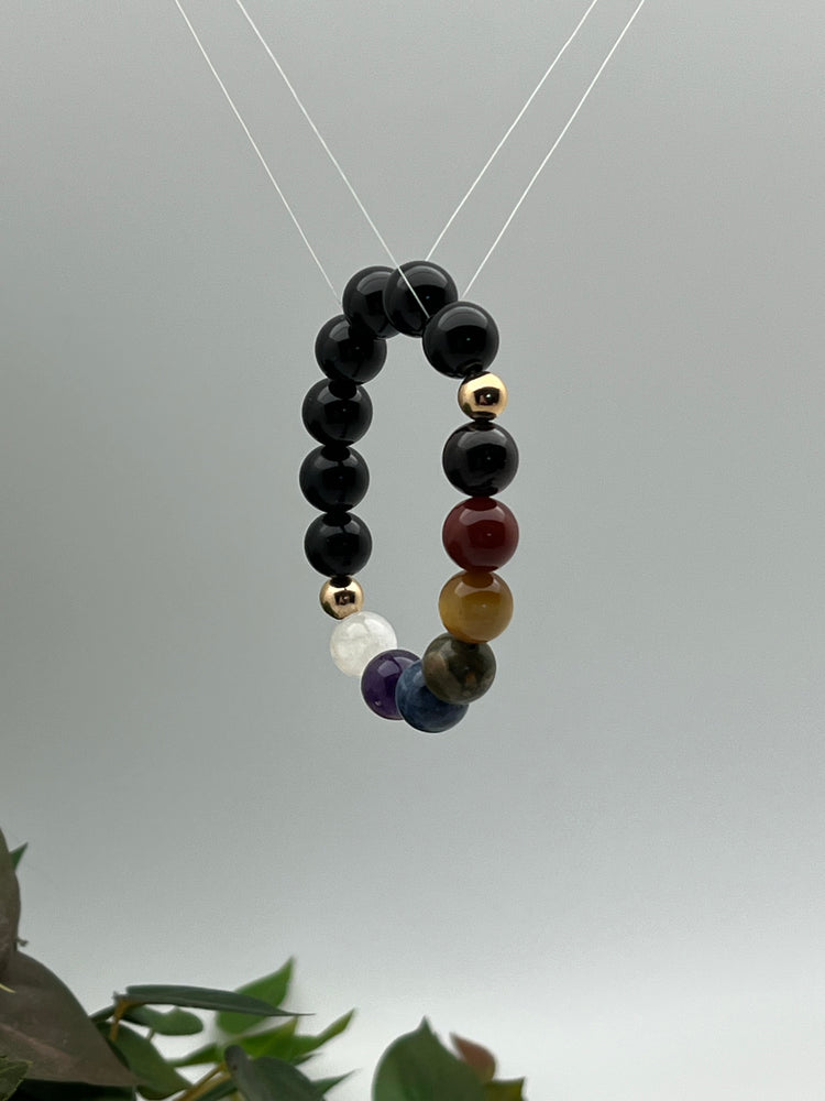 Good Vibrations Chakra Stretch Bracelet - Yellow Gold/Black