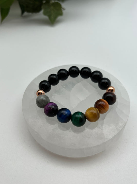 Mojo Glow Stretch Bracelet - Rose Gold/Black