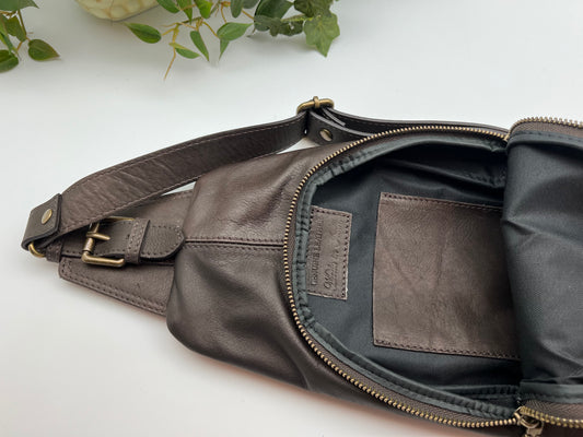Slingster II Leather Crossbody Bag - Dark Brown