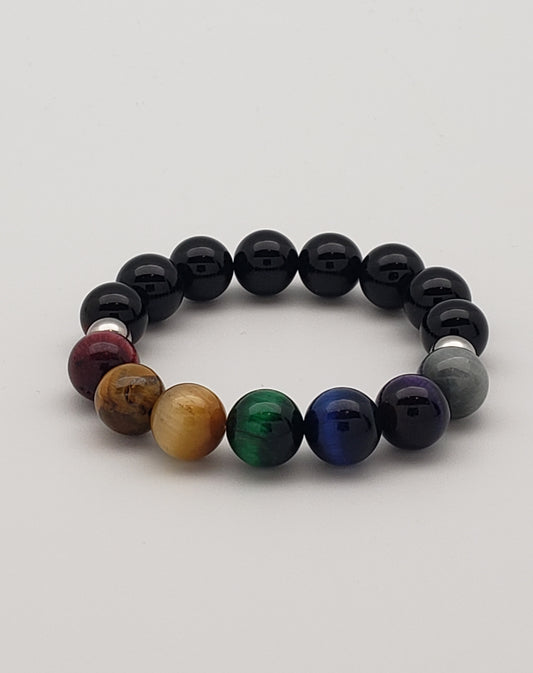 Mojo Glow Stretch Bracelet - Stainless Steel/Black