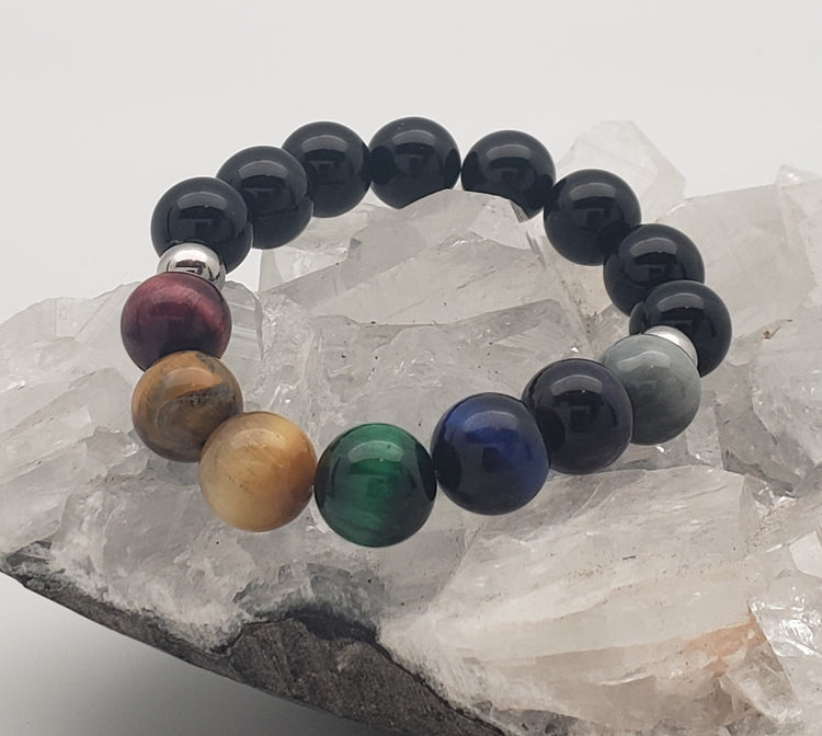 Mojo Glow Stretch Bracelet - Stainless Steel/Black