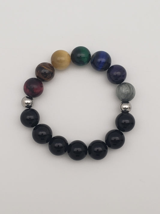 Mojo Glow Stretch Bracelet - Stainless Steel/Black