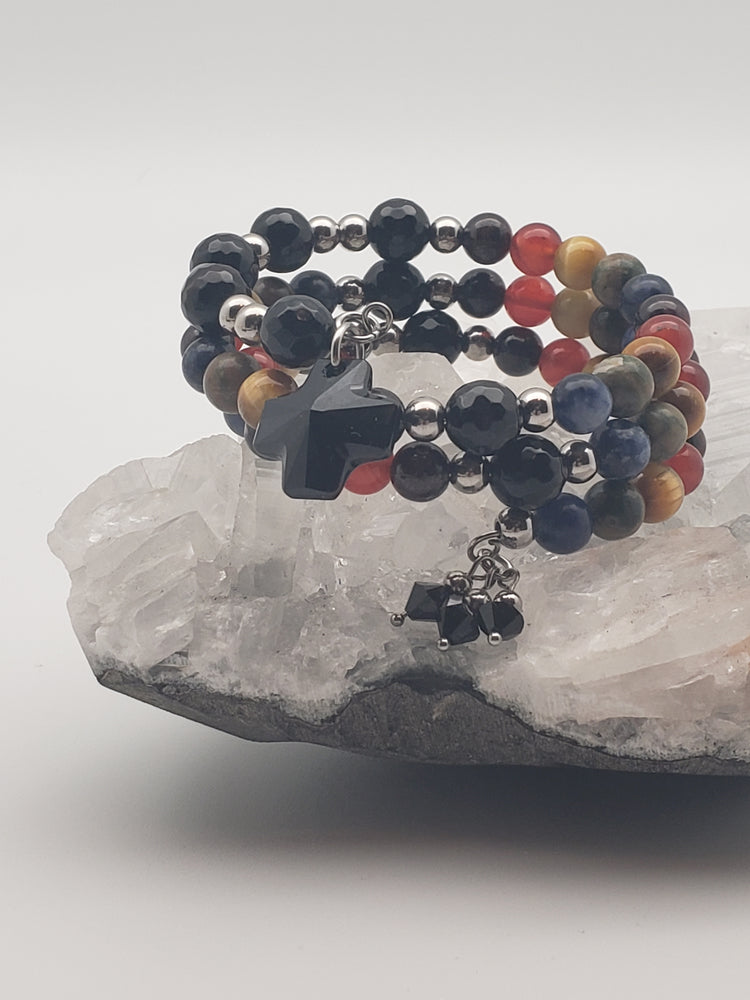 Good Vibrations Rosary Bracelet - Steel/Black