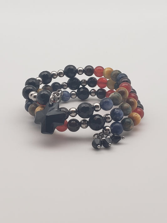 Good Vibrations Rosary Bracelet - Steel/Black