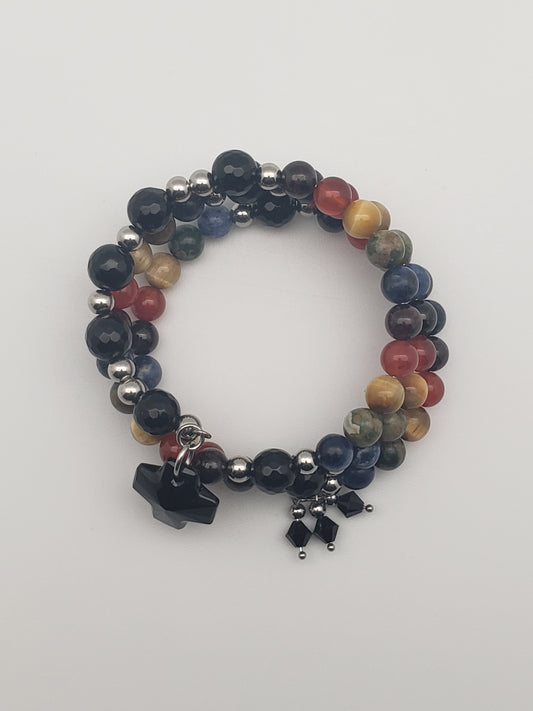 Good Vibrations Rosary Bracelet - Steel/Black