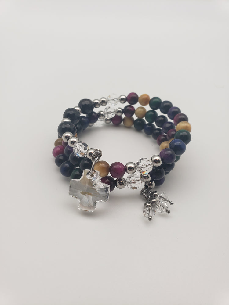 Mojo Glow Rosary Bracelet - Steel/Bright/Crystal Clear