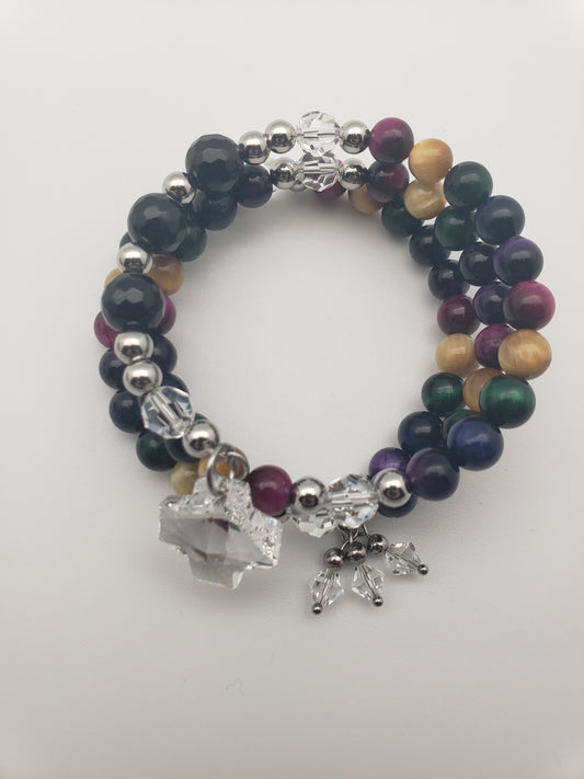 Mojo Glow Rosary Bracelet - Steel/Bright/Crystal Clear