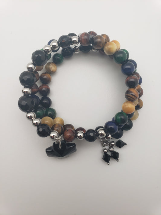 Mojo Glow Rosary Bracelet - Steel/Neutral/Black