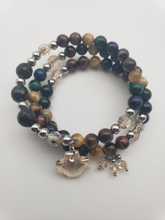 Mojo Glow Rosary Bracelet - Steel/Neutral/Golden