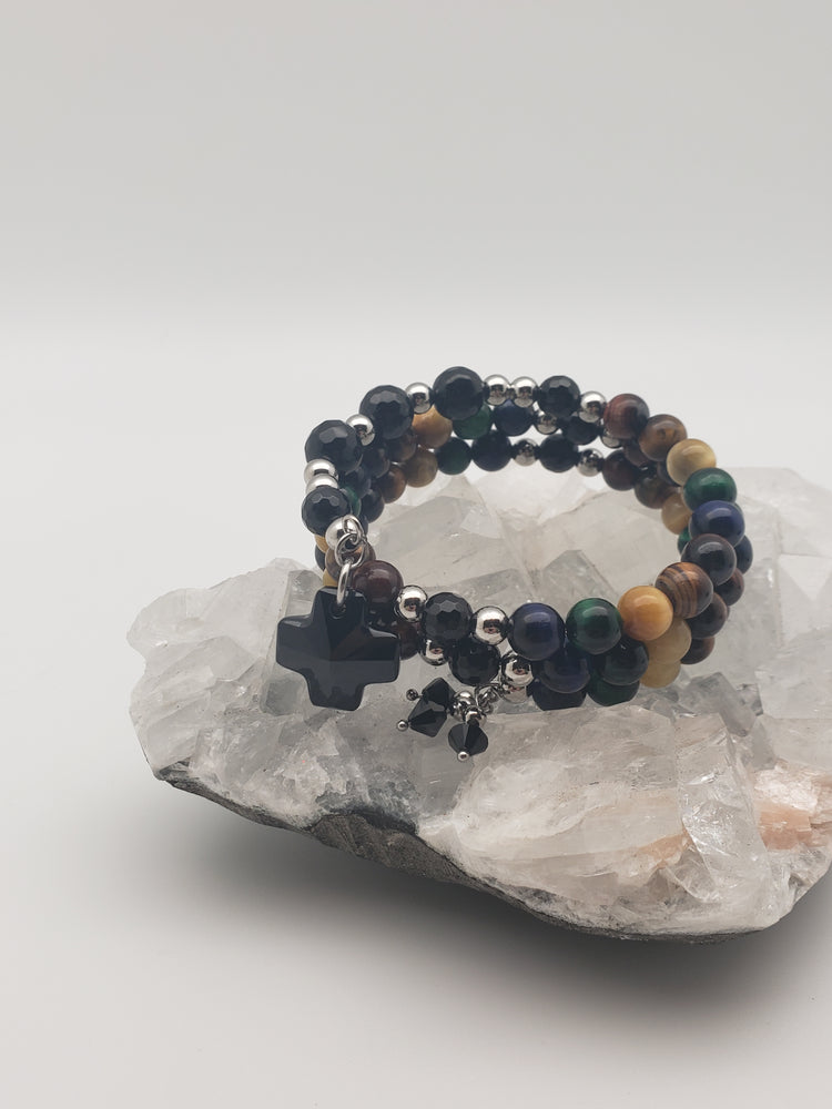 Mojo Glow Rosary Bracelet - Steel/Neutral/Black