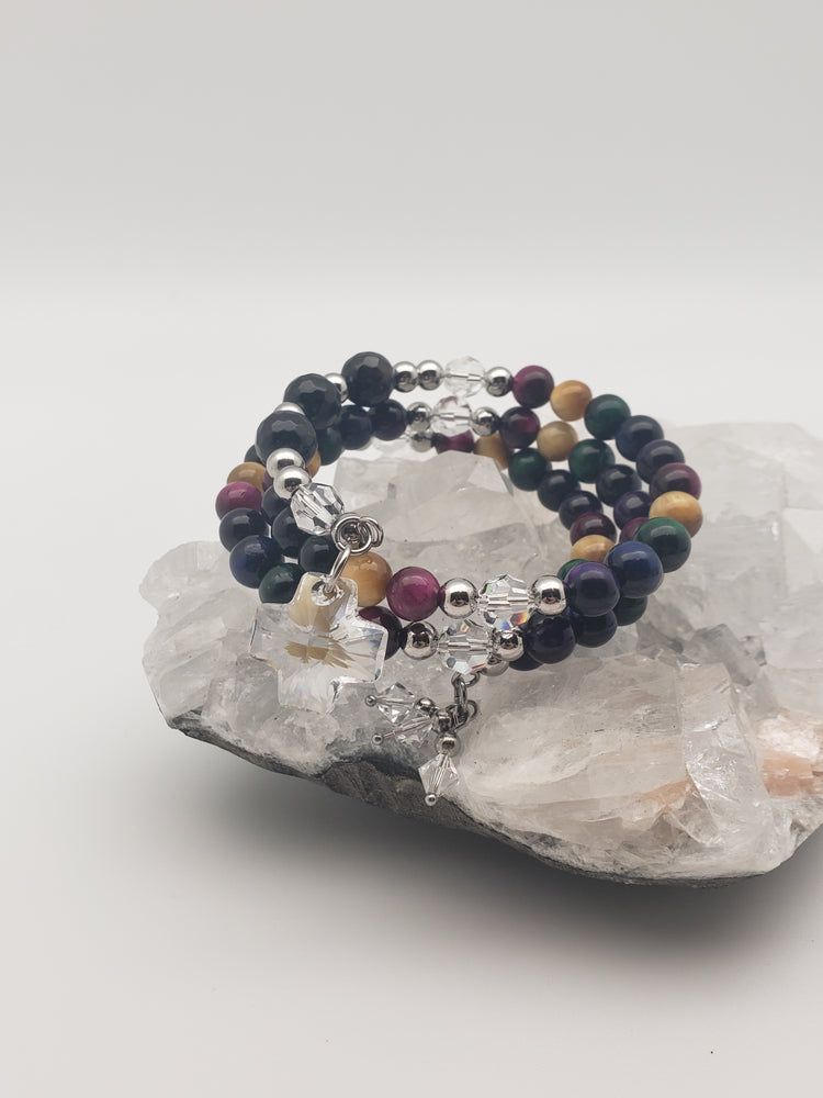 Mojo Glow Rosary Bracelet - Steel/Bright/Crystal Clear